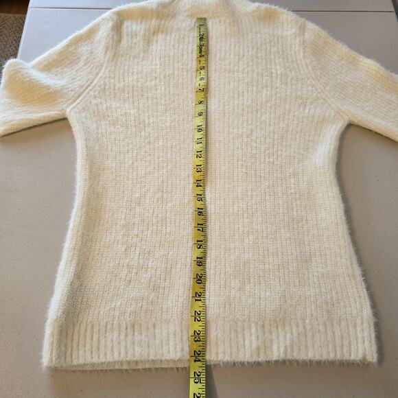 Marled Sweater Women's L Cream Mock Neck Soft Elegant Long Sleeve Fuzzy - Picture 12 of 16